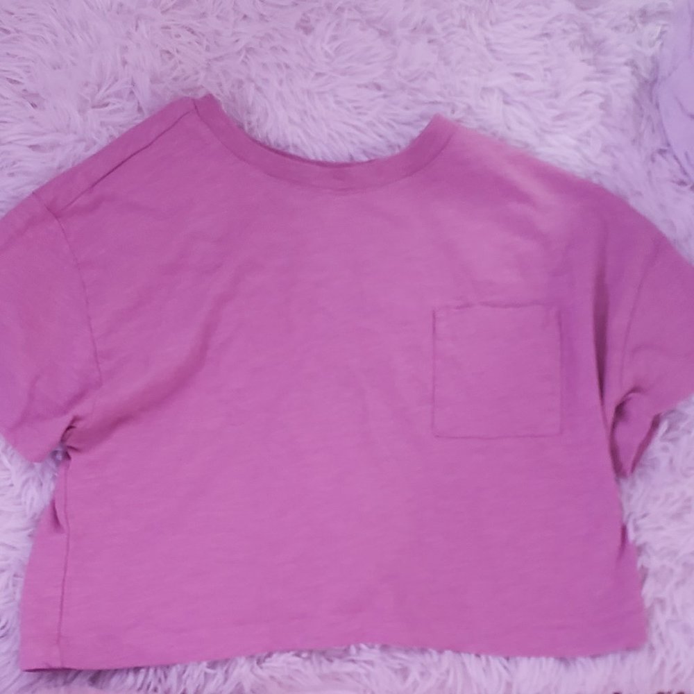 A light pink cropped shirt